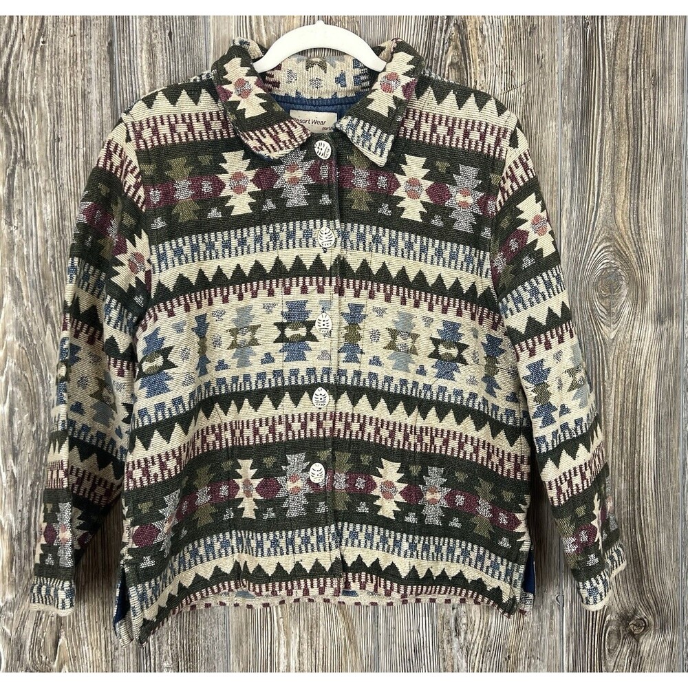 Vintage Resort Wear‎ North Womens Jacket Tapestry L  Aztec Southwestern Coat
